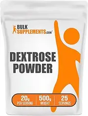 BulkSupplements.com Dextrose Powder - Dextrose Monohydrate, Natural Dextrose Corn Sugar, Dextrose Sugar - Natural Sweetener & Energy Source - Gluten Free, 20g per Serving, 500g (1.1 lbs)