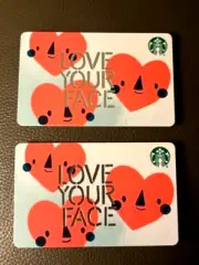 TWO STARBUCKS CARDS 2019 " LOVE YOUR FACE " NEW CONDITION FAST SHIPPING