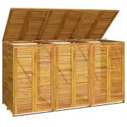 Triple Wheelie Bin Shed Outdoor Garden Waste Rubbish Bins Wood Storage Cover
