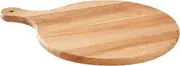 Round Pizza Board with Handle Circular Wooden Plate Chopping Board Cutting Serving Pizza Solid Wood - 35 cm - 14 inches
