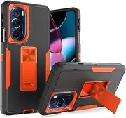[IVY] 2in1 PC TPU Full Body Protective Case Cover for Motorola Edge Plus 2022 / Edge X30 / Edge 30 PRO with Stand, Car Magnetic Suction, Screen&Camera Protection - Black&Orange