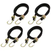 ABN | Bungee Cords with Hooks – 36” Inch Black Bungee Strap Set, 4 Pack