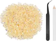 uxcell 2500pcs Flatback Rhinestones Resin, SS20 5mm Resin Rhinestones Bulk Round Shine Gems with Pickup Tools for DIY Nail Art Tumblers Mugs Clothes, Light Champagne