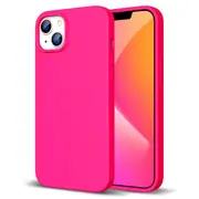 ZUSLAB iPhone 14 Case Liquid Silicone Anti-Scratch Gel Rubber Shockproof Protective Cover with Soft Microfiber Lining for Apple (2022) - Neon Pink