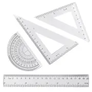 4 Pcs Math Geometry Set, Transparent Plastic Geometry Kit Includes Protractor,
