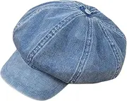 [Hellery] Womens Visor Newsboy Hat for Ladies 8 Panel Cabbie Hat Visor Bill Hat, LIght Blue