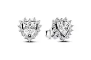 PANDORA Sparkling Heart Halo Stud Silver Earrings