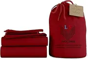 LuckShree King Organic Cotton 1000-Thread-Count Sheet Set Sateen Weave 12-inch Deep Pockets - Burgundy