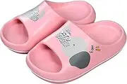 [YUYUBAOER] Unisex Kids Elephant Pattern Couple Slippers, Pool Beach Slide Bathroom Sandals for Boys and Girls, Anti-Slip Flip Flops House Shoes Pink-180