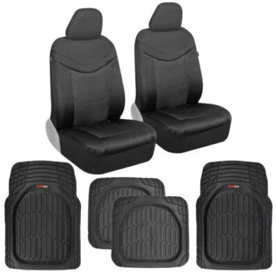 LuxeSport Car Seat Covers Black Faux Leather/Neoprene +Floor Mats Truck SUV Auto (for: Jaguar)