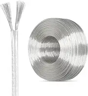 UL Certified 2-core Transparent Cable 18/20/22/24/26/28 AWG PVC Electronic Wire Tinned Copper Core Parallel Wire Transparent Parallel Wire Suitable for Billboard LED Light Power Cable(200ft,24AWG)