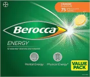 Berocca Energy Vitamin, Orange - 75 Effervescent Tablets New Stock AU Free Ship
