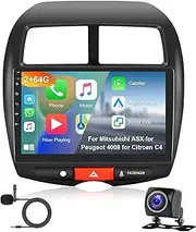 2G 64G Android Car Radio for Mitsubishi ASX (2010-2016)/Peugeot 4008 (2012)/Citroen C4 2007-2013 Carplay Android Car, Hodozzy 10.1 Inch Touchscreen 2 DIN Bluetooth Navi WiFi FM RDS Reversing Camera