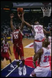 Avondre Jones Fresno State Bulldogs jumps for the ball the Arkansa- Old Photo