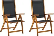 Folding Garden Chairs 2 pcs Solid Acacia Wood and Textilene,Outdoor Chairs 16.8KG-41747