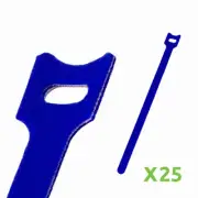 10 Inch Hook and Loop Reusable Strap Cable Cord Wire Ties 25 Pack Blue
