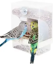 Automatic Bird Feeder No Mess for Cage Inside Birds Stuff Cage Accessories Seed Food Container for Small Brids Cockatiel Budgerigar Macaw Finch Budgie Parakeet Conure Canary Parrots Lovebird