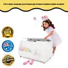 Toy Box Double Storage Kids Furniture Chest Bedroom Wooden White