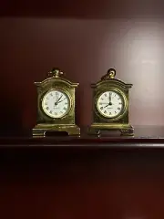 Vintage Novelty Clock miniature metal Gold colored figure Avon Domed
