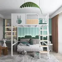 在飛比找蝦皮購物優惠-一點家具✨台灣公司 小戶型家用床架 兒童鐵高架床 省空間單上