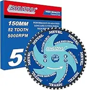 LSHUZIYU 150mm-52T, Metal Working Circular Saw Blade, Centre Hole 20mm with 15.88-10mm Washer, Compatible on Cordless Saw, Metal, Steel Iron Bar, Sheet, Angle Cutting