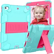 Catzon Silicone+PC Case 3-Layer Anti-fall Protective Cover Tablet Stand For iPad Mini 4 5-4aqua hotpink