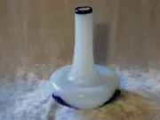Unique White with Colorful Design Hand Blown Glass Vase Decorative Flowers NEW!