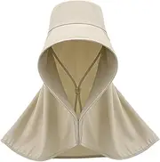 [Hemore] Sun Hat Women, UV Protection Women's Sun Hats with Neck Flap, Wide Brim Fishing Hats, Summer Beach Hat for Outdoor Travel