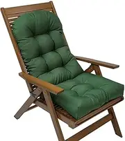 Outdoor Seat/Back Chair Cushion, Padded Seat and Back Cushion with Fastening Straps, Waterproof and Sunscreen Garden Conjoined High Back Chair Cushion Patio Cushion(Dark Green)