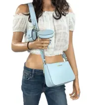 MICHAEL KORS JET SET TRAVEL SMALL CROSSBODY BAG WITH TECH ATTACHED VISTA BLUE