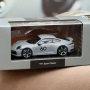 Spark 1/43 Porsche 992 Sport Classic 2022 Grey Metallic Reducible Model Minicar