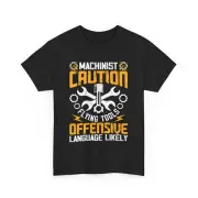 Machinist Caution Flying Tools T-Shirt, Gift for Mechanics, Offensive Language