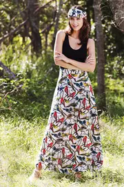 Rosie Maxi Skirt Bird Twig--TBL-04-C-BT
