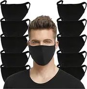 Lover's Care Fabric Face Mask Adult 3 Layers, Black, 10 Count
