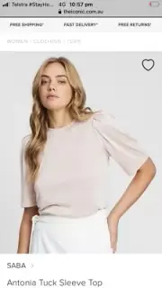 Saba Antonia Tuck Sleeve Top Size Xs Brand New With Tags