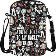 [KUIYAI] Joker Quinn Movie Merchandise Crossbody Bag Clown Lovers Carry On Bag Booty heart Gift Villain Favor Couple For Fans