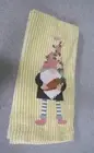 NEW Set of 2 Easter Gnome Cotton Yellow Striped Kitchen Hand Tea Towels 18"x28"