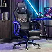 Computer Gaming Chair Recliner with Footrest High-back Ergonomic Video Game Chairs Office Chair with Lumbar Support and Headrest Height Adjustable Swivel Task Chair with Linkage Armrests
