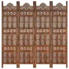 Folding Wooden Screen Divider Decorative Hand Carved Pattern 4-Panel Partition