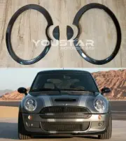 USA STOCK Set CARBON EFFECT Headlight & Washer Trims for MINI Cooper R50 R52 R53 (for: Mini)
