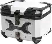 Motorcycle Back top Box case Thick Aluminum Motorcycle Trunk Rear Luggage Case Universal Top Case Helmet Box Sturdy Waterproof Motorbike Tail Motorbike Storage(White)