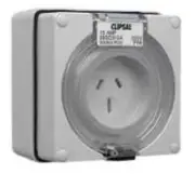 Clipsal INDUSTRIAL SURFACE SOCKET 250V 15A 2-Pole, 3-Pin Flat,Auto Switched GREY