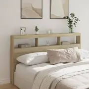 LED Headboard Cabinet Sonoma Oak 180x17x102 cm storage modern stylish 9212