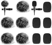 YUXIANLB Furry Microphone Windscreen and Foam Cover Set for Lavalier Lapel Microphone, Wind Muff Wind Cover for Mini Mic, Windshield, Windjammer for Lav MIC, 10 Pack