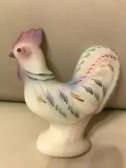 Fenton Hand Painted Burmese Satin Rooster Signed by D Thornton - 5 1/4" Tall