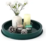 AUMA 29CM Decorative Green Tray Coffee Table Tray Round Trays for Home Decor Bathroom Counter Tray Perfume Organizer for Dining Table Modern Farmhouse Kitchen Countertop Centerpiece Dresser
