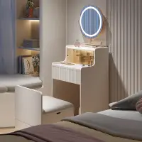 在飛比找蝦皮商城精選優惠-法式奶油風岩板梳妝台卧室簡約現代迷你小型化妝桌超窄50公分6