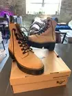 Dr Doc Martens Leona Milled Nubuck Leather Heeled Boot US 11 Sand Tan Lace Up