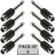 8x 6.35mm 1/4" Mono Male Plug to RCA Female Jack Audio Adapter Cable Converter