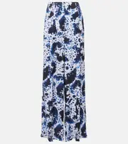 [Dries Van Noten] Dries Van Noten Printed high-rise wide-leg pants AU 10 blue